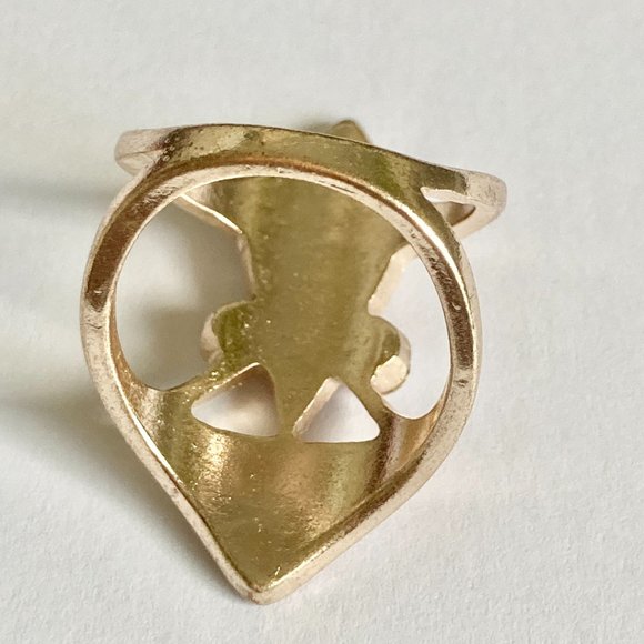 Rose Gold Cubic Zirconia Cocktail Ring Boho Art Deco Size 7 Plated Statement - Picture 9 of 12